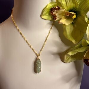 Gold-Tone Chain with Jade Colored Pendant